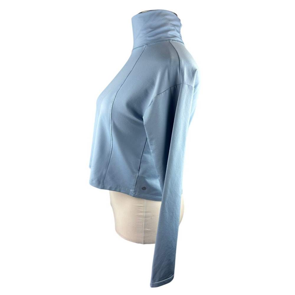 Athleta Sky Blue Whistler Mock Neck Top Crop Long Sleeve Women's Size Small - Picture 6 of 13